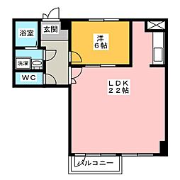 リバーサイドテラス石川橋 1LDKの間取図画像
