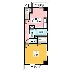 シャルール 1LDKの間取図画像
