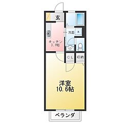 リフェール桜山 1Kの間取図画像