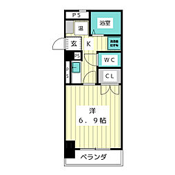 グランパス檀渓 1Kの間取図画像