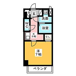 ヴィラマリオン 1Kの間取図画像