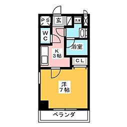 ヴィラマリオン 1Kの間取図画像