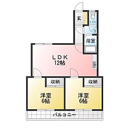 南分ハイツ 2LDKの間取図画像