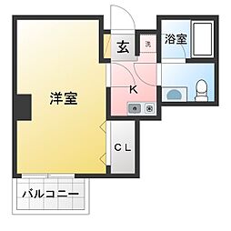 RESIDENCEGOKISOSQUARE 1Kの間取図画像