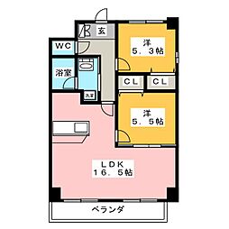 フォレスタ阿由知 2LDKの間取図画像