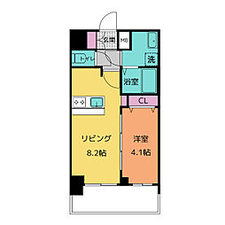 プレサンス桜山駅前アフォード 1LDKの間取図画像