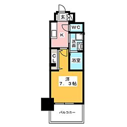 パルティール桜山 1Kの間取図画像
