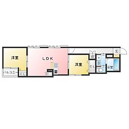 ルボア安田通 2LDKの間取図画像