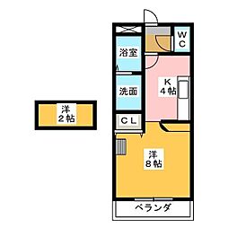 サニーフラット瑞穂 ワンルームの間取図画像