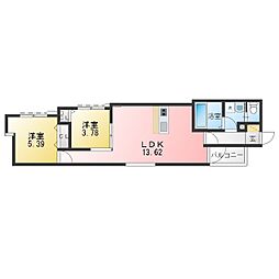 ルボア安田通 2LDKの間取図画像