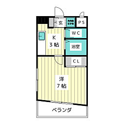 レフェナード川名 1Kの間取図画像