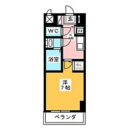 ヴィラマリオン 1Kの間取図画像