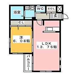 ダ・ヴィンチ吹上 1LDKの間取図画像