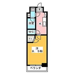 ゼスタレジデンス桜山 1Kの間取図画像