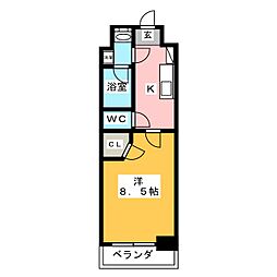 ゼスタレジデンス桜山 1Kの間取図画像