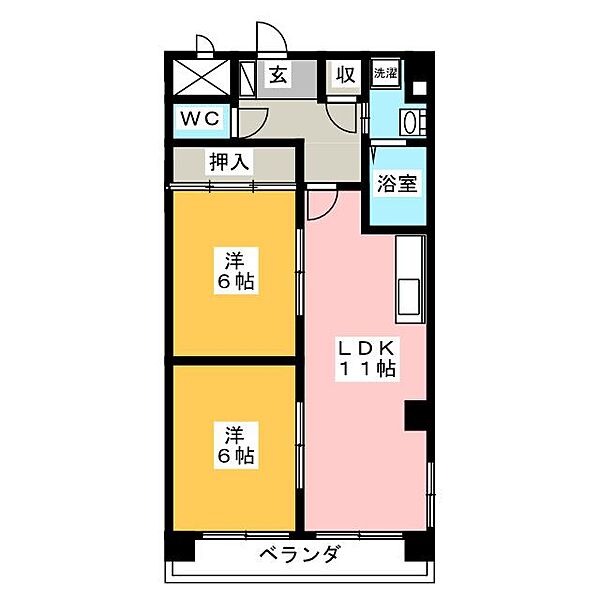 第一日比野ハイツ ｜愛知県名古屋市熱田区青池町１丁目(賃貸マンション2LDK・4階・55.55㎡)の写真 その2