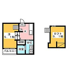 M.Kオリオン名古屋 1Kの間取図画像