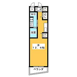 ベルドミール橘 8階ワンルームの間取り