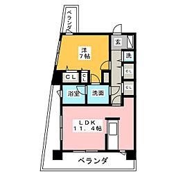 ヴァリエ東別院 3階1LDKの間取り