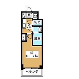 オーキッドレジデンス鶴舞 5階1Kの間取り