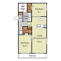 ファーレ東雲 4階2LDKの間取り