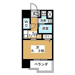 フローライト上前津 10階1Kの間取り