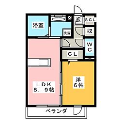 エポラール東別院 3階1LDKの間取り