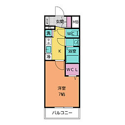 エスリード金山ル・グラン 2階1Kの間取り