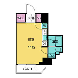 Comfort山王 7階ワンルームの間取り