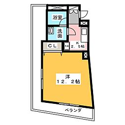 エスポアール光洋 9階1Kの間取り