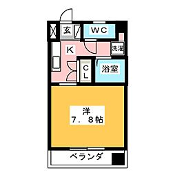 ヴィラ　タカクラ 3階ワンルームの間取り