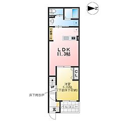 リベール元中野II 1LDKの間取図画像