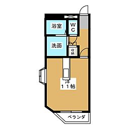 サンハイム平和 ワンルームの間取図画像