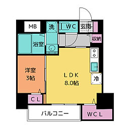 ラ・フュンフ 1LDKの間取図画像