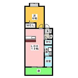 ラフィネ神郷 1LDKの間取図画像