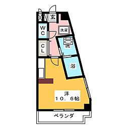 イエロー・シダー金山 ワンルームの間取図画像