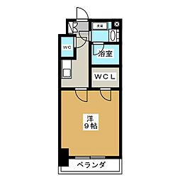 ツインアウルズ 1Kの間取図画像