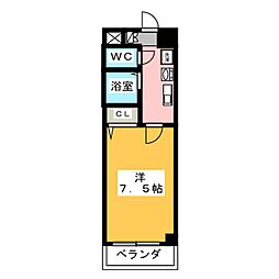 セントラルハイツ明野 1Kの間取図画像