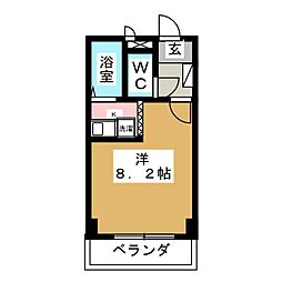 パークサイド中出 1Kの間取図画像