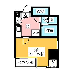 アルテミス平和 1Kの間取図画像