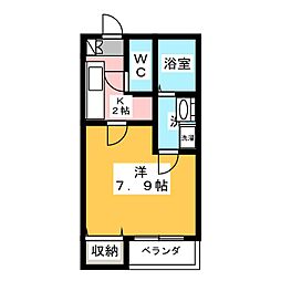 クレフラスト広川B棟 1Kの間取図画像
