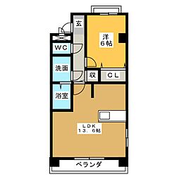 ドルフNJ 1LDKの間取図画像