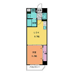 ラフレシールクワトロ 1LDKの間取図画像