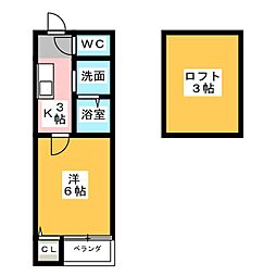 アビー・ロード 1Kの間取図画像