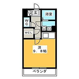 アイユー河田A ワンルームの間取図画像