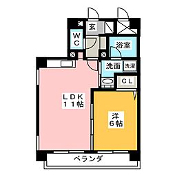 コスモピア山王第2 1LDKの間取図画像