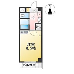 エクセルかざおか ワンルームの間取図画像