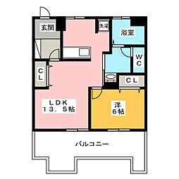 遠藤ビル 1LDKの間取図画像