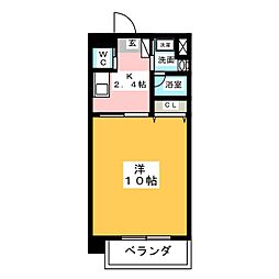 HIRO日比野 1Kの間取図画像