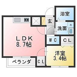 ルブラン大須 1LDKの間取図画像